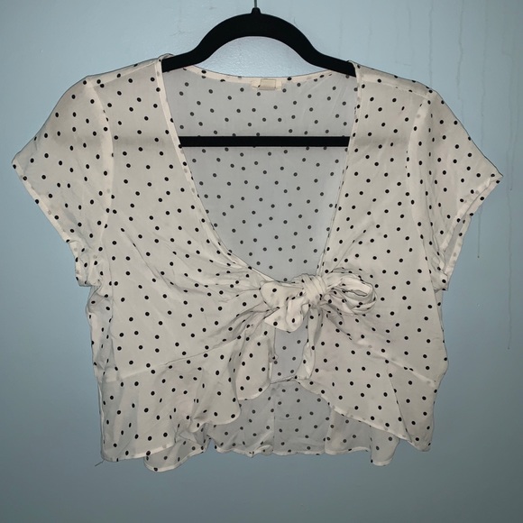 Garage Polka Dot Tie Front Top - Picture 2 of 4